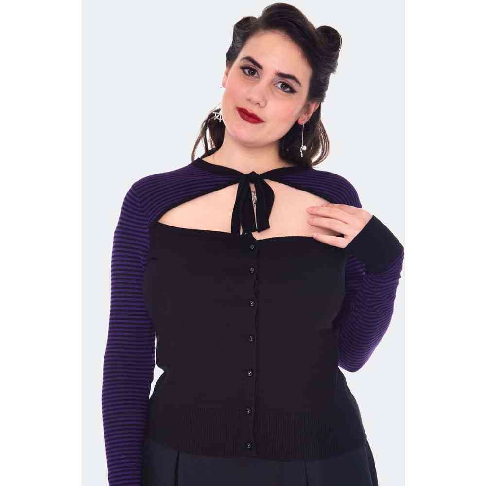 Voodoo Vixen - Cut Out Striped Cardigan - Multicolours